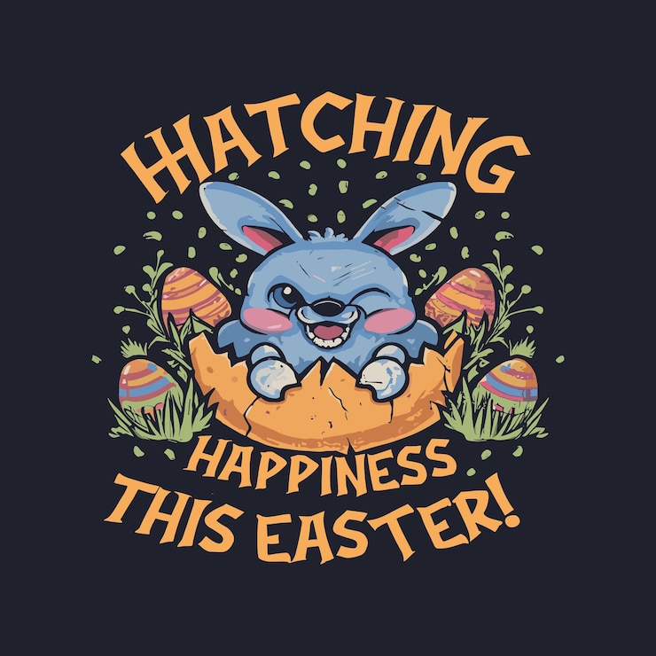 Vector happy easter t shirt design with apparel typography easter tshrit design template