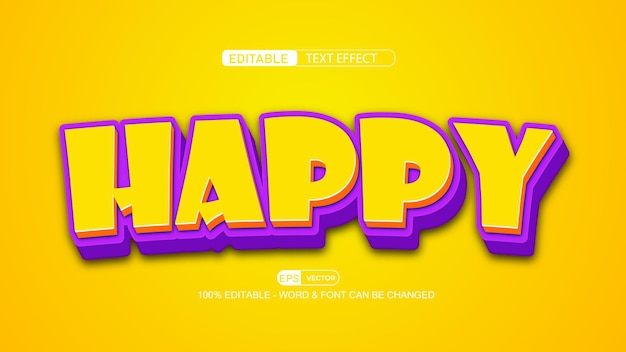 Happy editable text effect vector 3d style with background