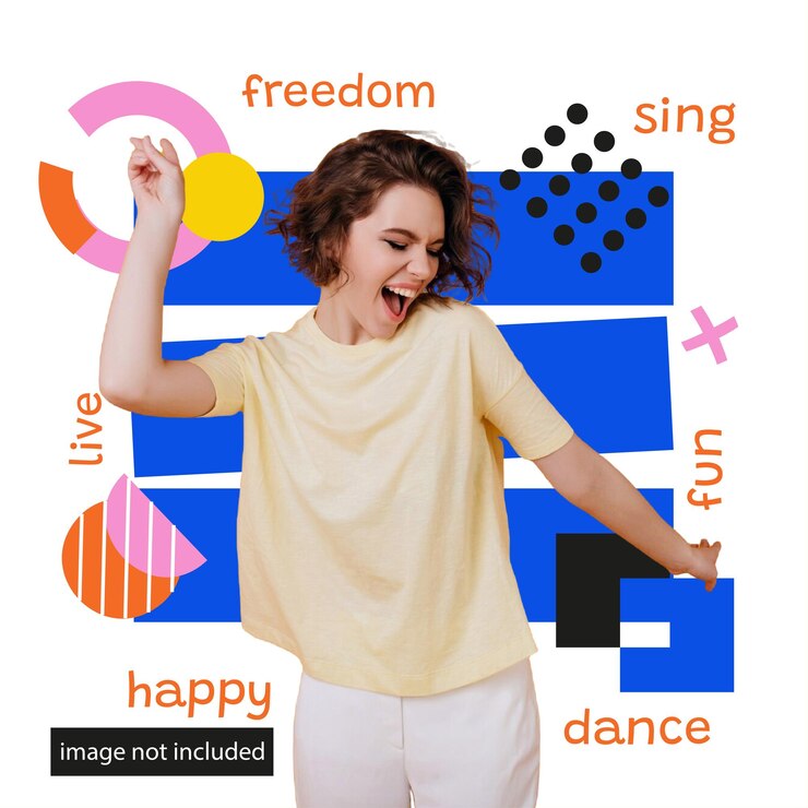 Vector happy fun sing live dance template colorful social media layout white
