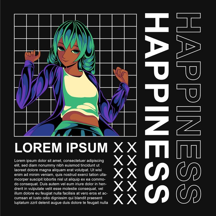 Vector happy girl illustration streetwear design