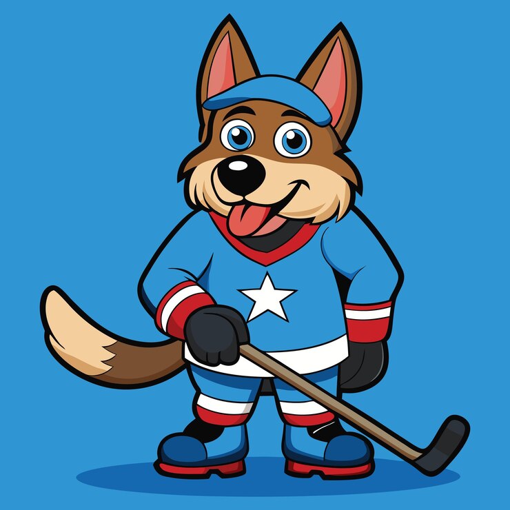 Happy Hockey Dog with Playful Tongue Out