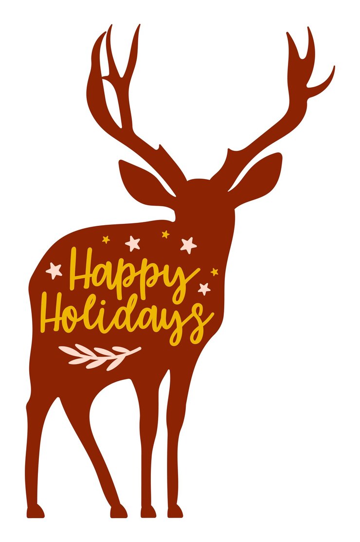 Vector happy holidays quote. reindeer silhouette vector clipart