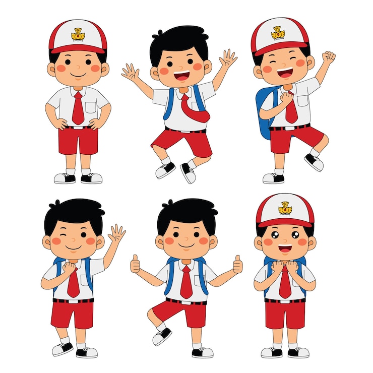 Vector happy indonesian schoolboy illustrations