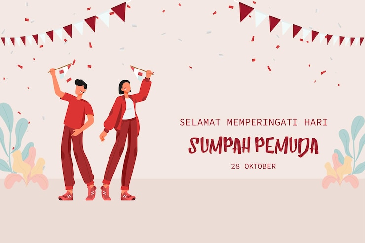Vector happy indonesian youth pledge day vector illustration. sumpah pemuda poster design