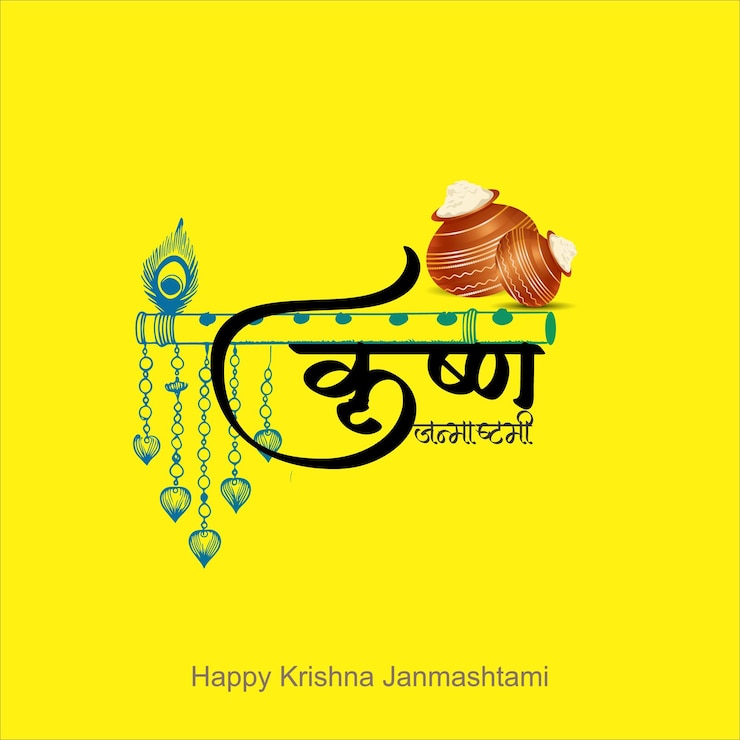 Vector happy janmashtami typographic design vector illustration