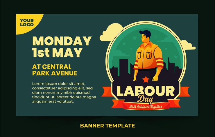 Vector happy labour day banner design template