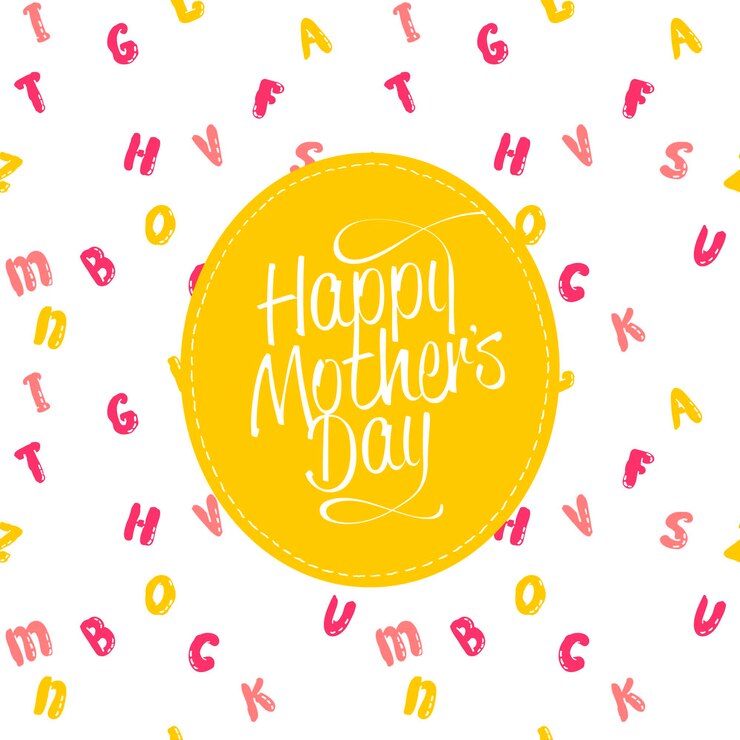 Vector happy mother's day card design template cartoon lettering backdrop