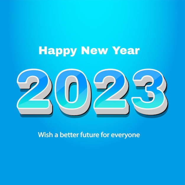 Happy new year 2023 3D text effect banner design template