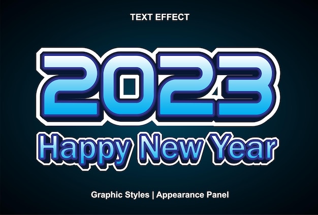 happy new year 2023 text effect with graphic style and editable
