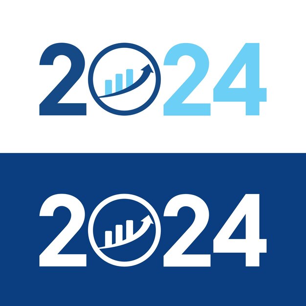Happy new year 2024 card in finance style for your seasonal holidays