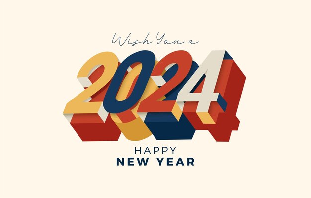 happy new year 2024 design colorful 3d number design 2024 vector logo for banner flyer and cover