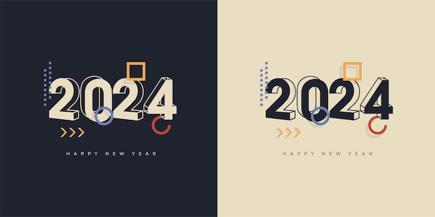 Happy new year 2024 with semi 3d flat vector numbers Premium design for 2024 new year celebration Latest vector premium background