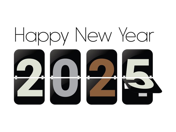 Happy New Year 2025 Background Design Greeting Card Banner Poster Change the number to 2025