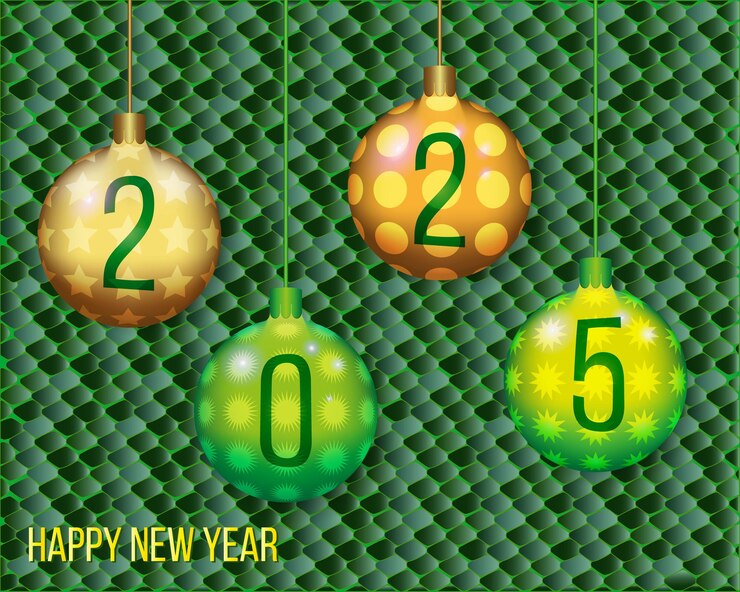 Vector happy new year 2025 greeting card on a background of snake skin