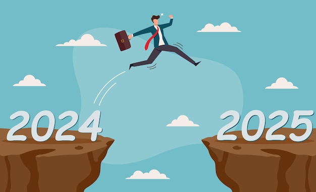 Happy new year 2025 hope for business success Concept of achievement progress