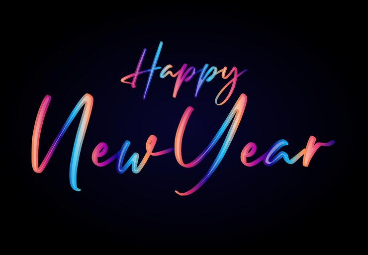 Vector happy new year 2025 lettering with colorful text