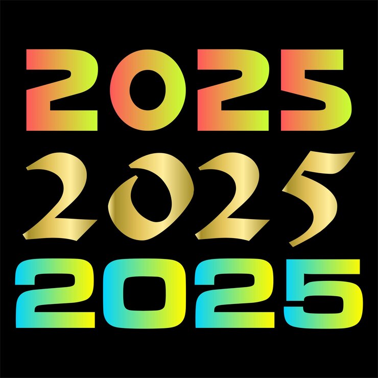 Vector happy new year 2025 number typography