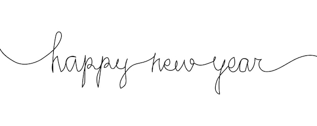 happy new year card one line art. continuous line drawing of new year holidays, christmas, congratulations, rest, weekend, celebration, festive atmosphere, decoration.