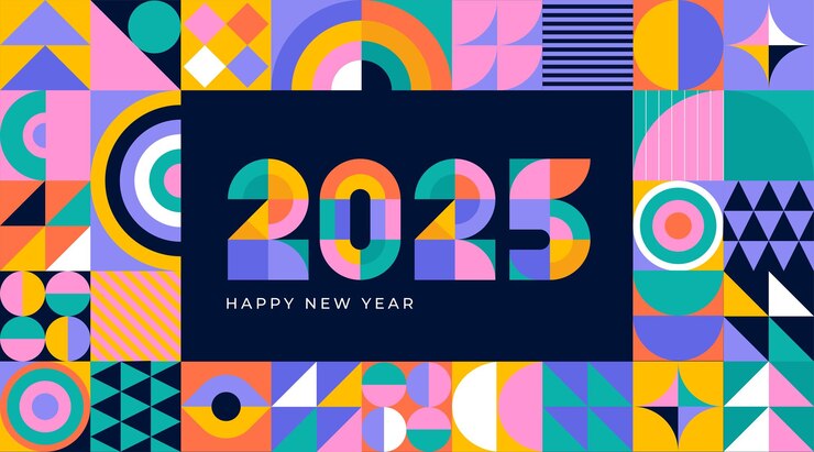 Vector happy new year geometrical modern style design concept illustration banner poster and background