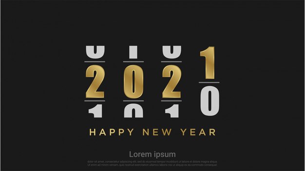 Happy new year gold number