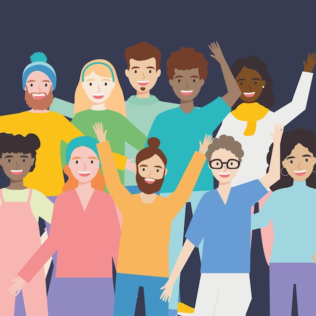 happy people together illustration design