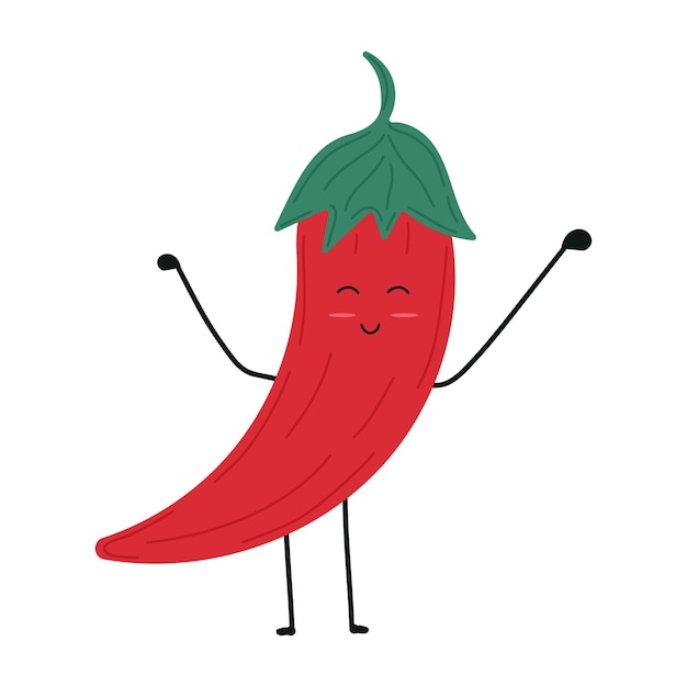 happy pepper hand drawn vector illustration on white isolated background