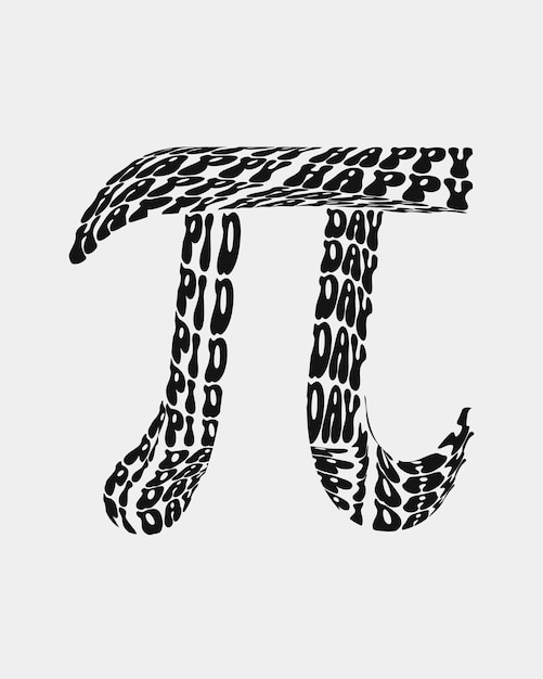 Happy Pi Day symbolic typographic art with white background