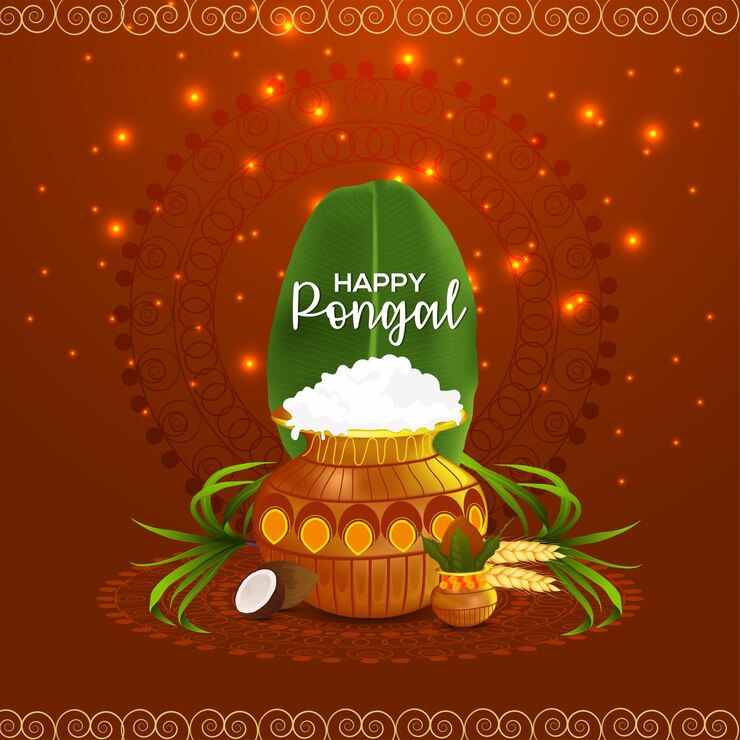 Vector happy pongal celebration greeting card