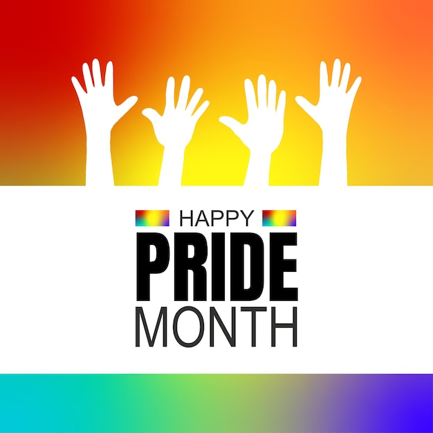 Happy Pride Month Greetings Blue Red Yellow Colourful Background Social Media Design Banner Free Vector