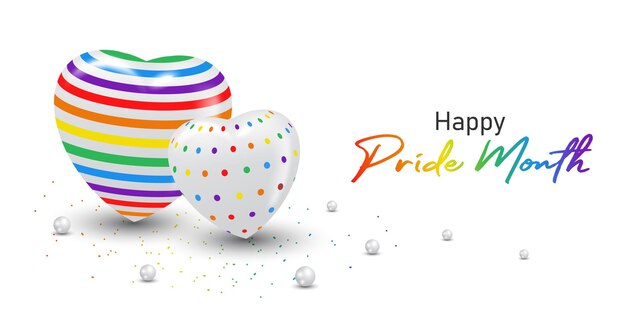 happy pride month lgbtq template and background with colorful heart