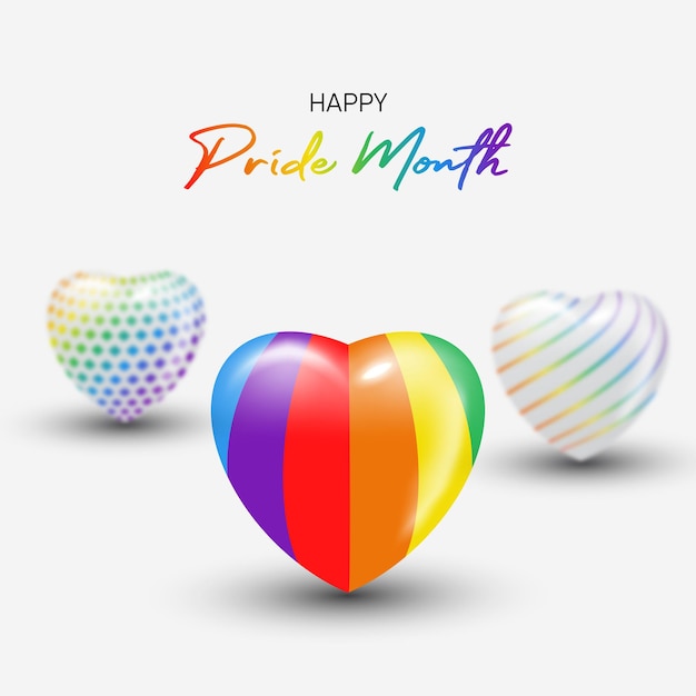 happy pride month lgbtq template and background with colorful heart