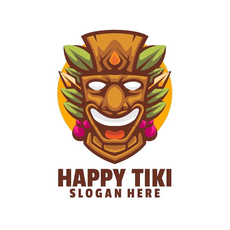Vector happy tiki logo designs vector