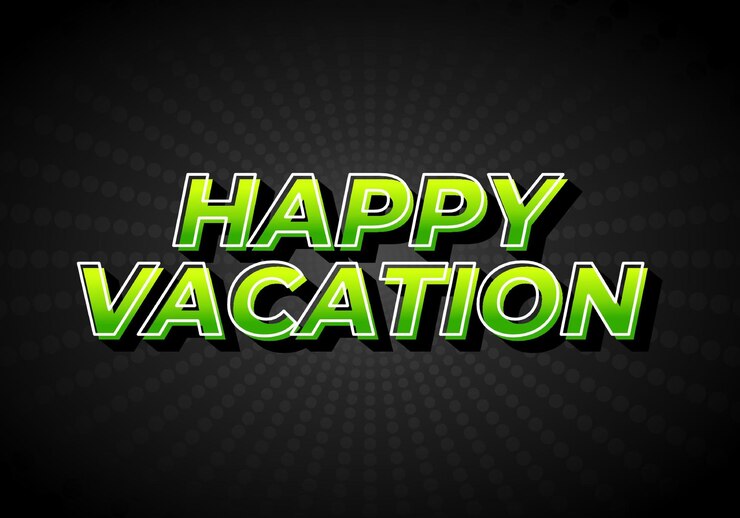 Vector happy vacation text effect in eye catching color with 3d style