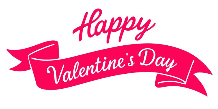 Vector happy valentines day ribbon banner pink and white festive greeting design holiday decor