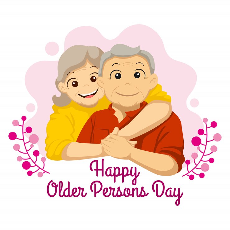 Vector hari internasional orang tua. ilustrasi kakek dan nenek berpelukan