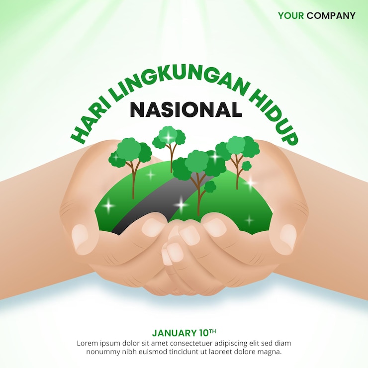 Vector hari lingkungan hidup nasional or indonesia national environment day with hands and good environment