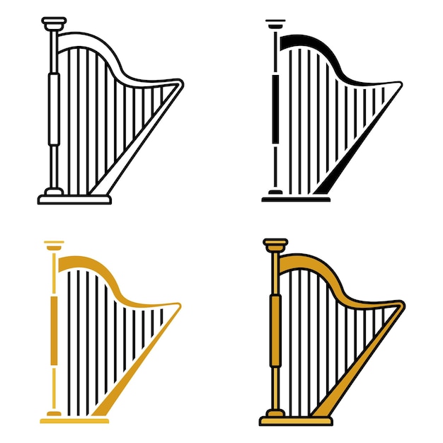 Harp in flat style isolated