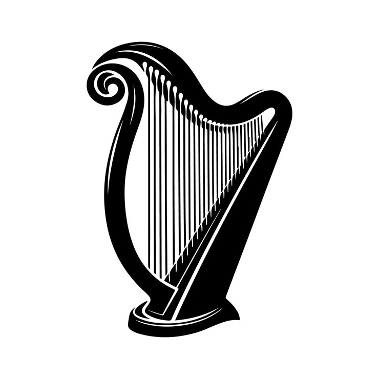 Vector harp silhouette vector illustration