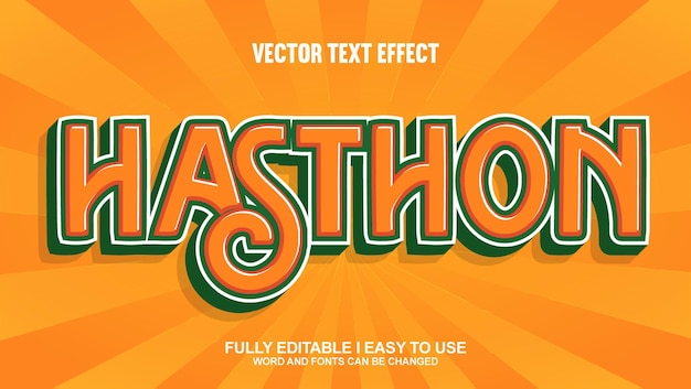hasthon fully editable 3d vector text effect