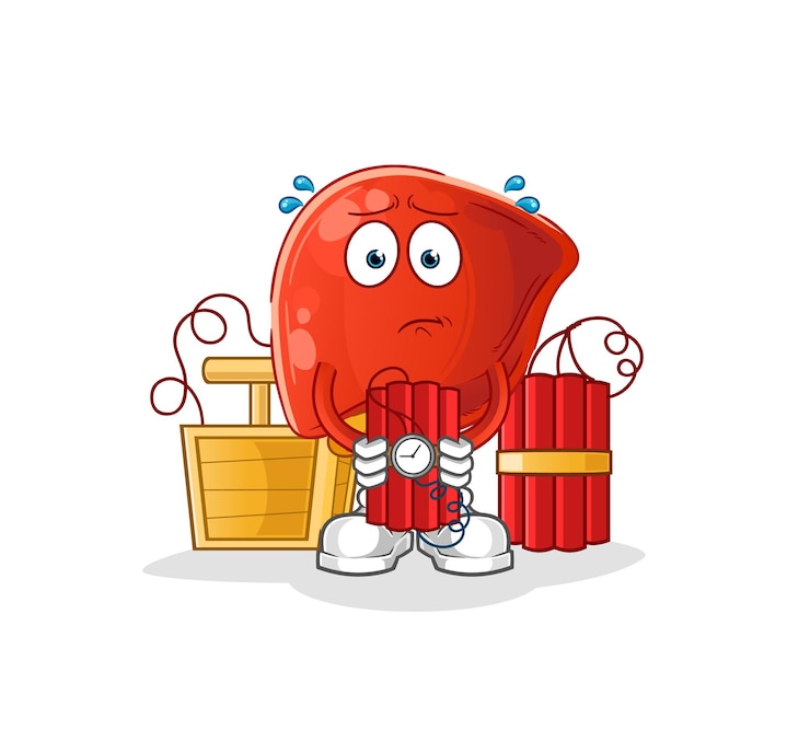 Vector hati memegang karakter dinamit maskot kartun vektor