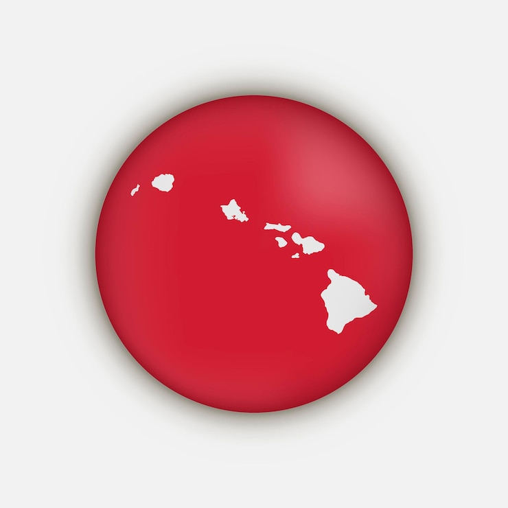 Vector hawaii state circle map with shadow