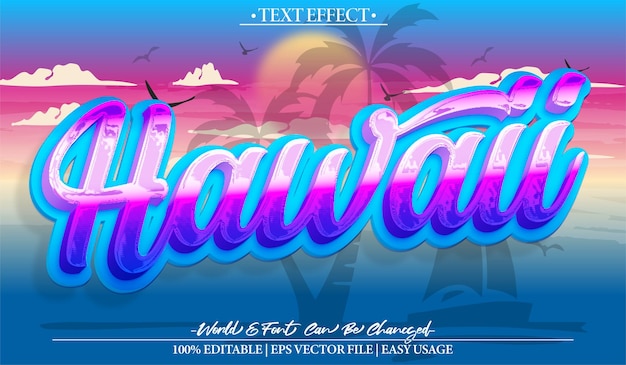 hawaii vector text effect editable alphabet summer beach paradise tropic