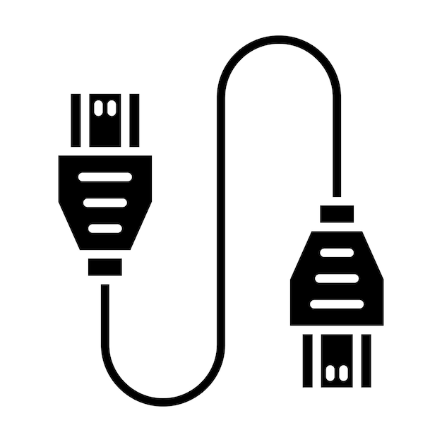 Hdmi Cable Glyph Solid Black Illustration