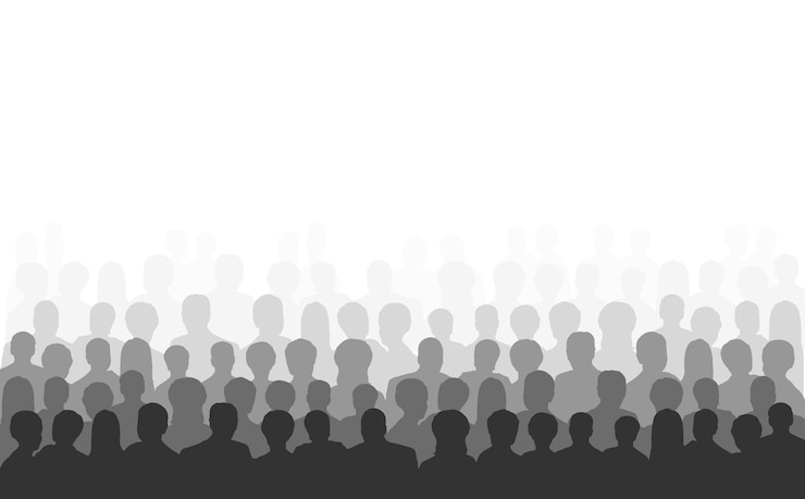 Head silhouettes of men and women Spectators audience beholder viewer onlooker