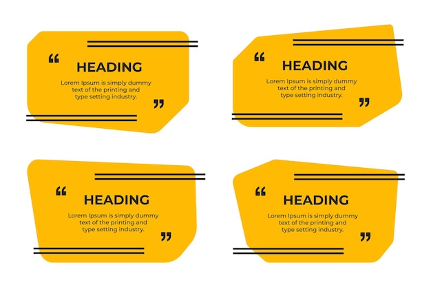 heading or comment text box flat vector set