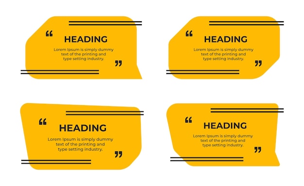 heading text box with quote marks simple flat vector illustration