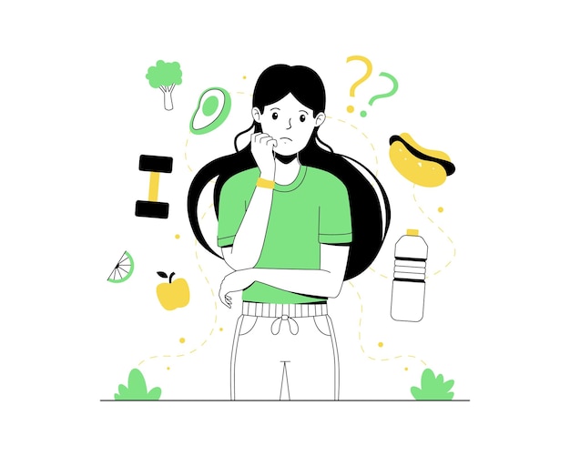 Healthy and unhealthy food concept Illustration