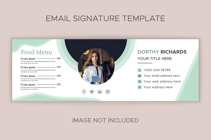 Vector healthy food and restaurant email signature template