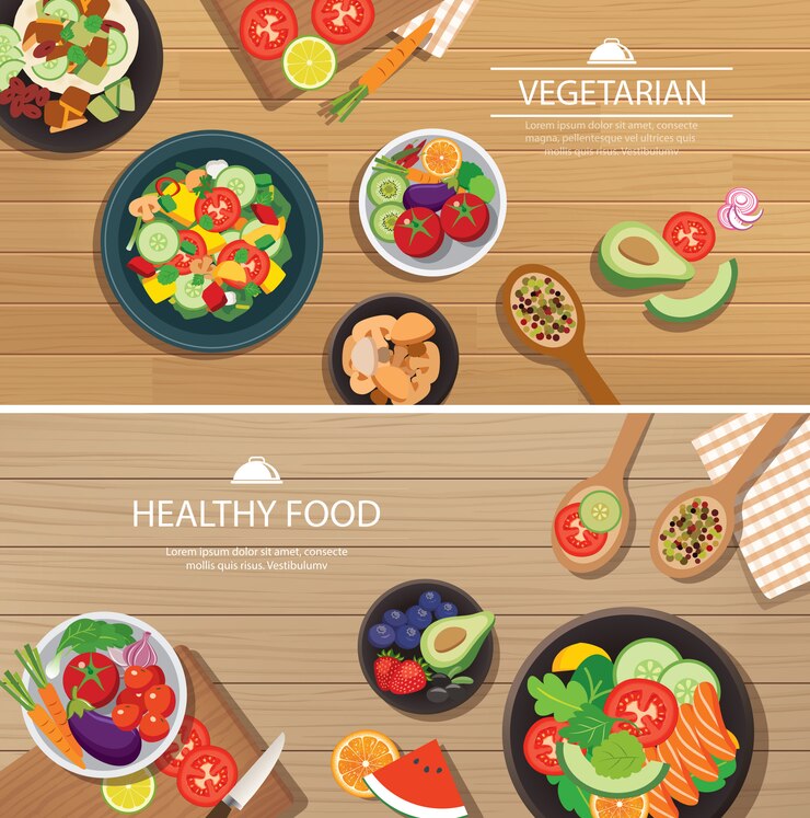 Vector healthy organic vegetarian