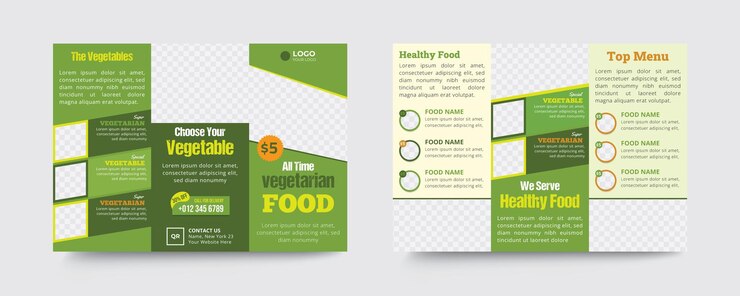 Vector healthy vegetarian food menu template design